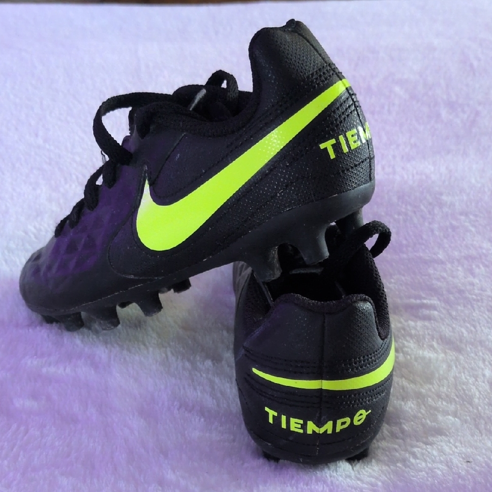Nike Tiempo Black with Neon Yellow Accents Cleats